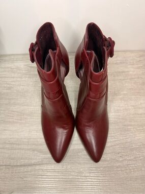 Nine West Taylinneo Red Wine Leather Booties - Size 7.5 NWOT